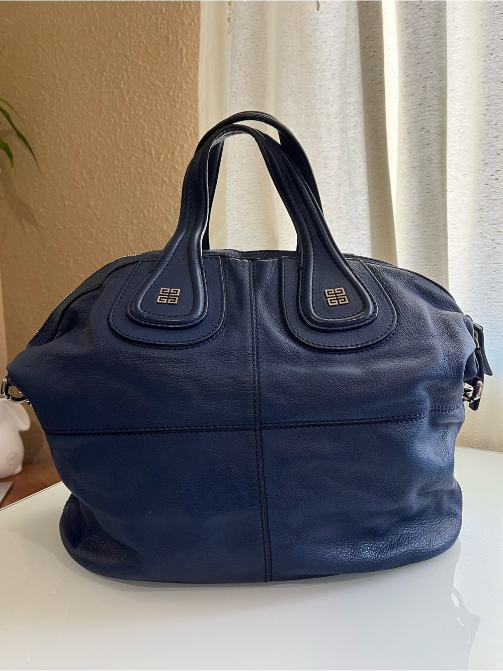 GIVENCHY NIGHTINGALE NAVY BLUE LEATHER SATCHEL